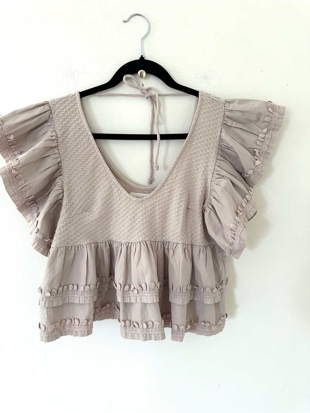 Anthropologie Ruffle-Sleeve Tiered V-Neck Top - Picture 9 of 9